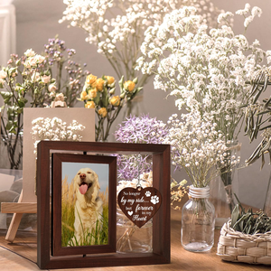 Cadre <span class=keywords><strong>photo</strong></span> commémoratif rotatif 4x6 en bambou pour chien, pliable, cadeau de condoléances pour animaux de compagnie, souvenir de perte, pour bureau, mur ou maison - Product Image 4