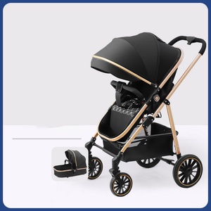 Poussette bébé pliable 3-en-1 légère avec cadre en aluminium, siège auto, position couchée, haute vue, portable, style Montessori - Product Image 4
