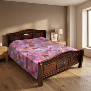 Vintage Patchwork Kantha edredón hecho a mano Patchwork Kantha cama cubierta - Product Image 4