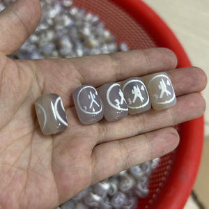 Cinco fuego viento madera oro tierra elemento grabado Blanco chino Fengshui tibetano Dzi cuentas - Product Image 6