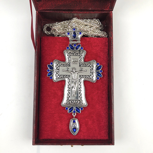 ZD034 قلادة صليب صدرية يونانية تقليدية مطلية بالفضة العتيقة وألوان حجرية مخصصة متنوعة - Product Image 4