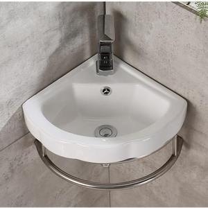 Lavabo de Esquina Triangular de Cerámica de Buena Calidad y Económico, Lavabo de Pared Pequeño para Baño - Product Image 4