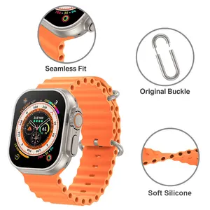 Adjustable Buckle Ocean Watchband 49mm Silicone Ocean Strap Coolyep Watch Band For Apple Watch Ultra Band Series SE 9 8 7 6 5 4