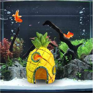 Jaune Aquatique Cave Hide Hut Résine Aquarium Décorations Écologique En Plastique Fish Tank Ornement Carré Betta Fish House Sac - Product Image 4