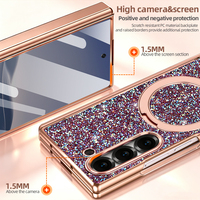 Étui de téléphone en cuir PU pailleté VIETAO avec béquille rotative pour Z Fold 8, charge magnétique sans fil, protection intégrale antichoc