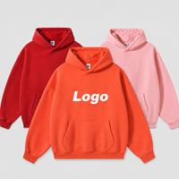 Hoodie Oversize Tebal Bahan Fleece Warna Solid 365g Rajutan Katun Poliester Custom Print Musim Dingin Pria Berkerudung