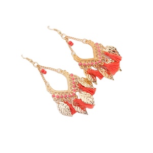 Bohème frange boucles d'oreilles or feuille de métal longue style discothèque populaire boucles d'oreilles - Product Image 3