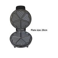 Gaufrier électrique 1200W en plastique avec revêtement antiadhésif, plaques fixes de 20 cm, pour snacks, avec protection anti-surchauffe et poignée froide au toucher, usage domestique