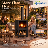 Brasero extérieur autoportant en acier noir avec foyer à bois, cheminée haute et rangement pour bûches, pour patio et jardin, US EU