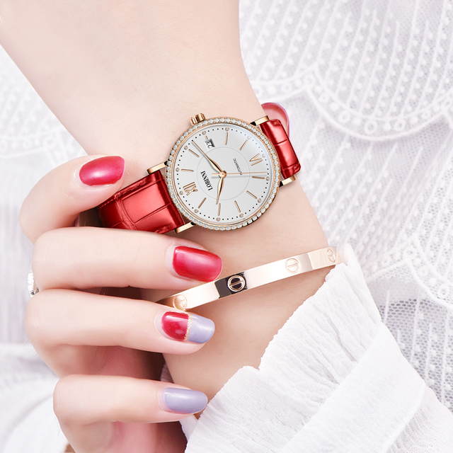 For Factory Direct Water-Resistant Ultra-Thin Ladies Wrist Watch Girls Stainless Steel Leather Band Sapphire Crystal Pointer