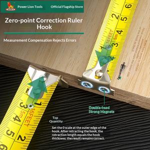 Cinta Métrica Autoenrollable <span class=keywords><strong>de</strong></span> Alta Precisión Power Lion, <span class=keywords><strong>3M</strong></span>/5m, Amarilla, Métrica e Imperial, Doble Cara, <span class=keywords><strong>Regla</strong></span> Feng Shui, Fuerte Magnética - Product Image 4