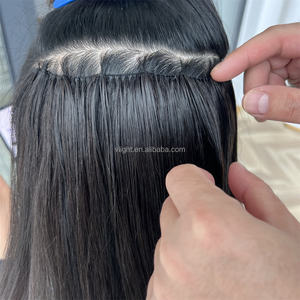 最新2024年フェザーヘアエクステ100%手植えウェフト人毛エクステIF3フェザーウェフトヘアエクステH6 - Product Image 1