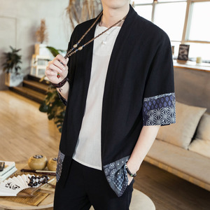 Teyanike — Cardigan léger à sept manches pour hommes, <span class=keywords><strong>veste</strong></span> <span class=keywords><strong>Kimono</strong></span> décontractée, Style <span class=keywords><strong>japonais</strong></span>, avec grue volante, ouvert sur le devant - Product Image 3