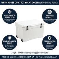 Glacière isotherme rotomoulée 75QT personnalisée avec roues, réutilisable, écologique, étanche, en PE, moderne pour l'extérieur