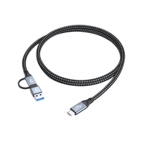 Cable de Datos 2 en 1 USB3.2 10/20Gbps USB C/A a Tipo-C ThunderBolt 3, Cable de Carga Rápida PD100W 4K/60Hz