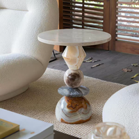 Table d'appoint en marbre haut de gamme, finition naturelle, meuble décoratif pour hôtel, maison, salon, table basse