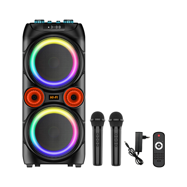 ZQS10218 Oem Portable Wireless 60W Big Bass Outdoor Rgb Led Wireless Speaker Box Subwoofer Microphone Party Speaker