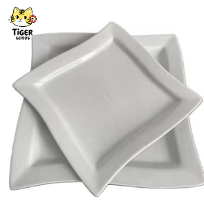 Assiette de table en <span class=keywords><strong>porcelaine</strong></span> de 8 pouces, en stock, faible MOQ, vente en gros, assiette de présentation irrégulière en <span class=keywords><strong>porcelaine</strong></span>, assiette plate prête à l'emploi pour livraison rapide - Product Image 1