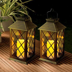 Lanternes solaires de jardin à LED, lampe à bougie suspendue d'extérieur, résistante à l'eau, en plastique, pour patio, cour, terrasse - Product Image 1