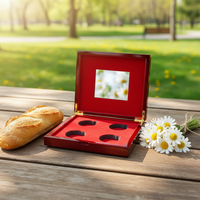 Boîte de présentation rectangulaire de luxe en bois de rose faite à la main avec doublure en velours rouge, personnalisable, pour cadre photo commémoratif