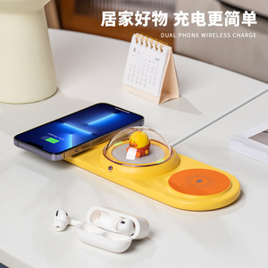 Cargador inalámbrico familiar Icarer de doble bobina y 15W para teléfono y auriculares, estación de carga - Product Image 4