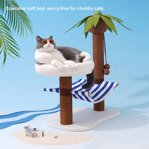 Directo de fábrica de alta calidad Coconut Tree Tower Island Cat Scratching Post Cat Climbing Tree Venta al por mayor Cat Bed House - Product Image 2