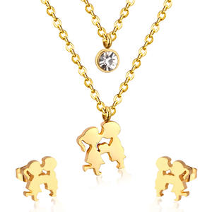 African Indian Dubai Gioielli In Oro Catene Doppie Bambini Bacio In Set di Gioielli In Acciaio - Product Image 1