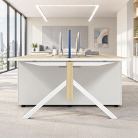 Table de bureau moderne pour 4 personnes, design modulaire, poste de travail pour personnel, bureau de travail face à face, mobilier de bureau