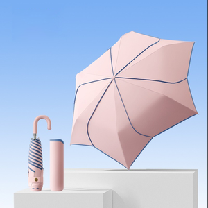 新款创意手工花卉设计平纹8K骨曲柄三折便携式户外防紫外线遮阳伞女式 - Product Image 2