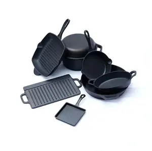 Professional Pre Seasond Cast Iron Pots And Pans 7 Pcs Outdoor Camping Cookware Sets Manufacturer