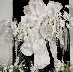 Nouvelle conception de toile de fond de mariage, décoration murale suspendue au plafond, fleur géante <span class=keywords><strong>en</strong></span> papier, soie, <span class=keywords><strong>organza</strong></span>, installation artistique, décoration de scène, toile de fond - Product Image 3