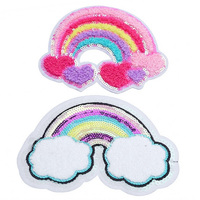 Patchs en feutre Macaron Arc-en-ciel Nuage |   Broderie Mixte Paillettes & Chenille Thermocollante et à Coudre, Flexible, Écologique, pour Décoration de Chapeaux DIY