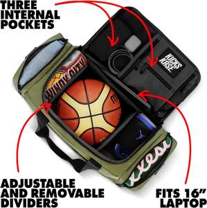 Free sample Duffel <b>Bag</b>, Gym Training Travel Basketball Football <b>Bag</b> With 3 Adjustable Compartment <b>Dividers</b> - Product Image 5