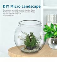Mini aquarium de bureau rond hautement transparent pour poissons rouges et tortues - Aquarium en plastique avec décor paysager pour le bureau