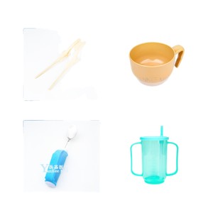 Ensemble d'ustensiles d'alimentation YanKee Medical : fourchette, cuillère, bol, tasse pour personnes âgées, patients victimes d'AVC, avec tremor des mains, handicap et réadaptation - Product Image 1
