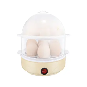 Mini hervidor de huevos eléctrico de plástico para el hogar, cocina automática de tres capas, individual, doble, portátil, de alta calidad