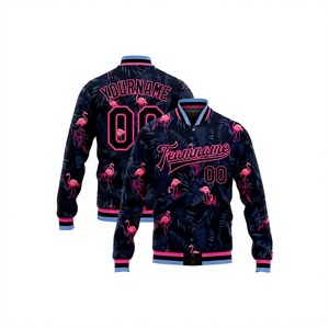 Veste universitaire personnalisée à imprimé flamant rose pour homme, vêtement décontracté de printemps, impression par transfert par sublimation, matière polyester - Product Image 1
