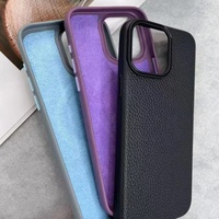 Pour Samsung S24 S25 ULTRA housse de téléphone en microfibre pour iPhone 16 15 14 13 12 11 Pro coque de téléphone magnétique de luxe en TPU Litchi Grain