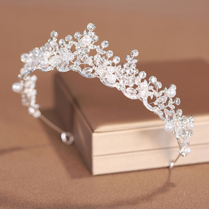 <span class=keywords><strong>Diadème</strong></span> de luxe coréen plaqué or avec perles et cristaux, couronne de mariée délicate en forme de feuille, accessoire de tête pour mariage et bal de promo, esthétique raffinée - Product Image 2