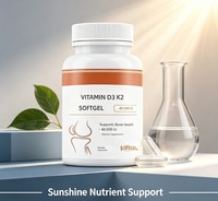 Gélules de Vitamine D3 K2 et Magnésium, 50 Capsules par Flacon, Prise en Charge des Granulés en Vrac