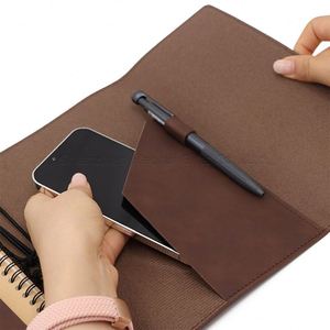 Quick Ship Custom Silk Screen Printed Trifold <b>Journal</b> Notebook Cover Modern Pen Phone Cards Slots Pouches Gifts Promotional - Product Image 3