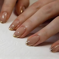 24 Piezas de Uñas Postizas Cortas Cuadradas con Degradado, Uñas Postizas Reutilizables con Acabado Brillante y Degradado Minimalista para Salones de Belleza