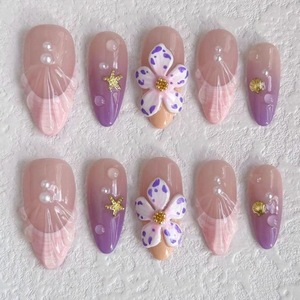 <span class=keywords><strong>Uñas</strong></span> Acrílicas de Lujo con Diseño de Almendra y Flores 3D para Novias, <span class=keywords><strong>Uñas</strong></span> Artificiales con Logotipo Personalizado, Venta al por Mayor - Product Image 2