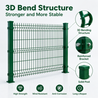 Panneau de clôture 3D galvanisé vert avec embout de poteau métallique et plaque de base pour la sécurité périmétrique des zones commerciales, résidentielles et publiques