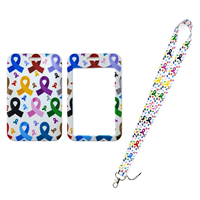 Lanière personnalisée en polyester imprimée UV pour la sensibilisation au cancer du sein, support de badge pour événement caritatif, sangle de cou avec crochet, vente en gros OEM