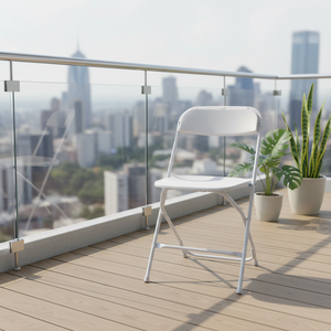 High Quality White Flat Back Plastic Folding Chair Lightweight Comfortable Portable Outdoor Stackable and <b>Secure</b> - Product Image 1
