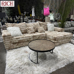 モダンなコーデュロイベルベットファブリックソファ4ピース断面チェーン付きL字型モジュラーコーナーカウチホームヴィラ用リビングルームホテル - Product Image 5