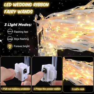 Varitas de <span class=keywords><strong>hadas</strong></span> LED con cinta y cascabeles, las más vendidas para fiestas y bodas, varitas de <span class=keywords><strong>hadas</strong></span> de seda luminosas para recepciones de bodas, fiestas rave, conciertos y cumpleaños - Product Image 3