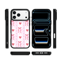 Coque de téléphone AG Feeling Black Edge avec motif nœud papillon doré et motif cœur pour iPhone 17, 17 Pro Max, 16 Pro, 15 – Coque magnétique