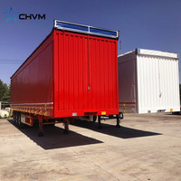 3 essieux fermé Cargo Trailer Dry Van Box Side Rideau Transport Van Aluminium Acier 50 tonnes Van Truck Box Semi Trailer